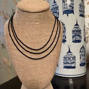 Natural Thai Black Spinel Beaded Necklace, 18in, Sterling Silver, 50 ctw